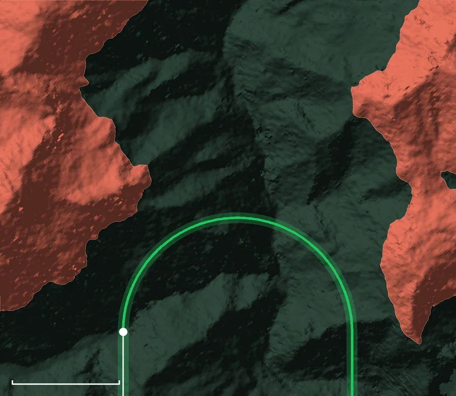 Exact weight flown at V2 plus 15 with 25 degrees of bank: the widest turn that fits the valley