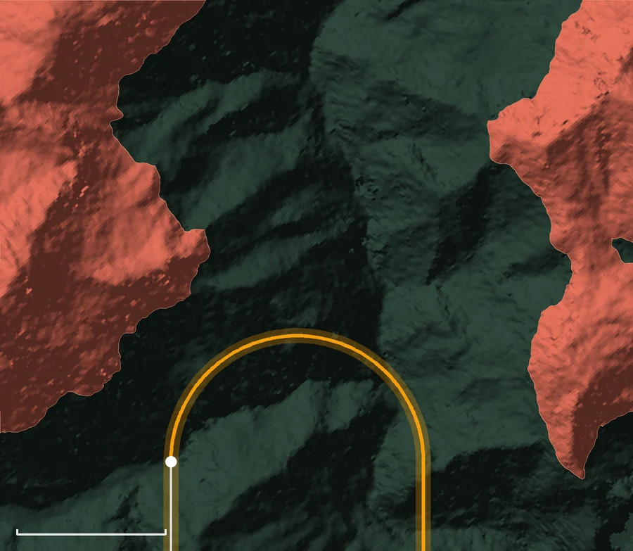 Light weight at V2, 15 degrees of bank: a small turn that uses little of the valley